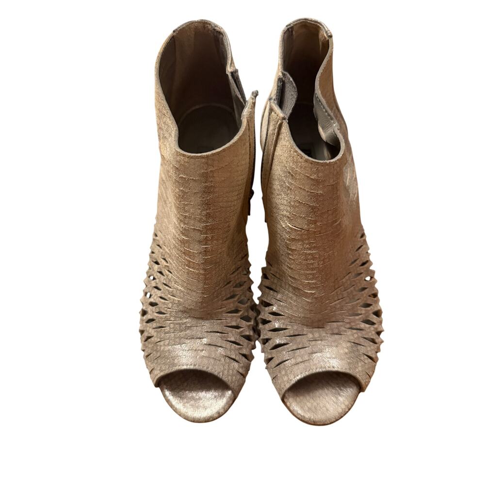 Paul Green Zip Open-Toe Snake-Effect Silver/Grey, Leather Mesh, Heel Bootie - 37